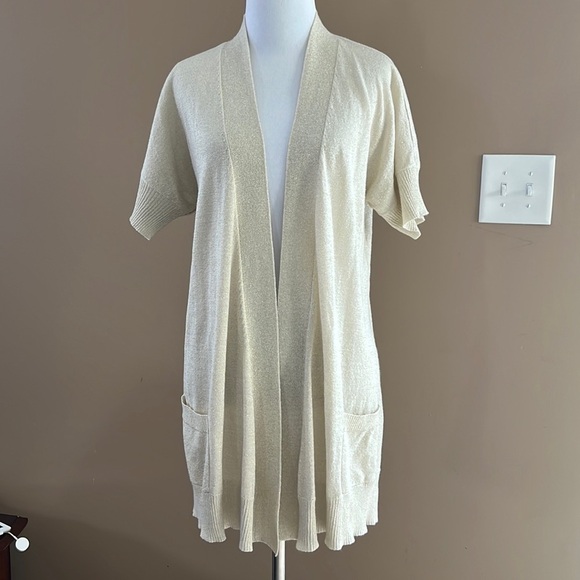 New York & Company gold shimmer cardigan - Picture 1 of 8